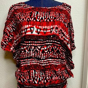 Ashley Stewart Red Print Top